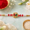 Veera Rakhi with Rudraksha, Elegant Stone Studded Design