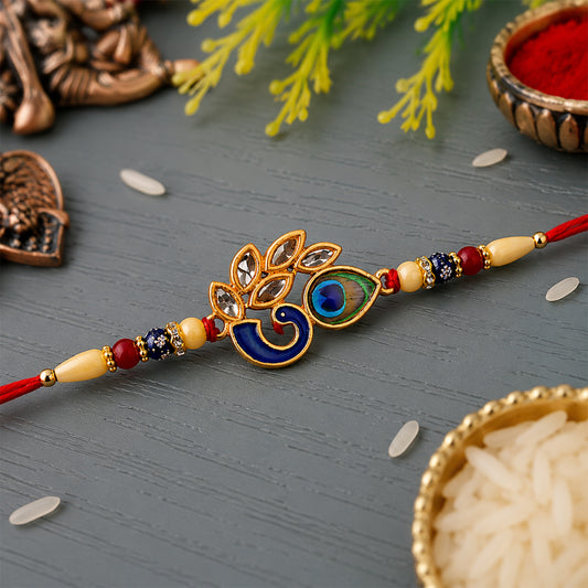 Mor Pankh Rakhi – Vibrant Traditional Enamel for Sibling Bond