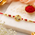 Gold-Plated Round Rakhi Traditional Design for Brother