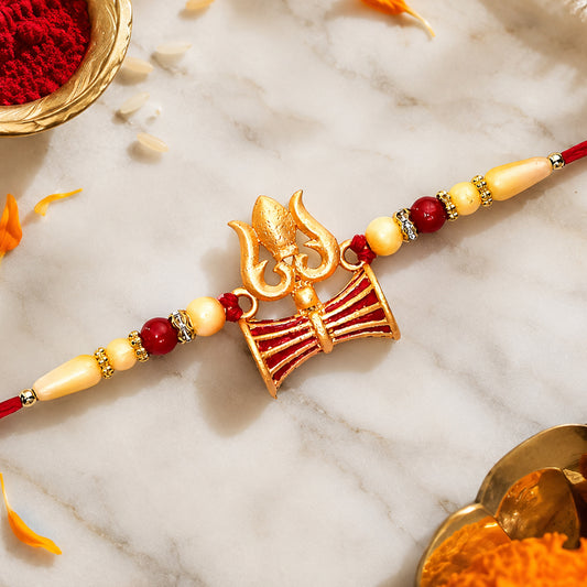 Shiva Trishul Rakhi – Handcrafted Spiritual Protection for Brother