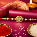 Golden Rakhi – Traditional Round Design for Raksha Bandhan