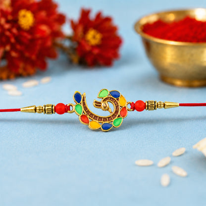 Peacock Rakhi, Elegant Symbol of Love for Brother side angle for festive gifting