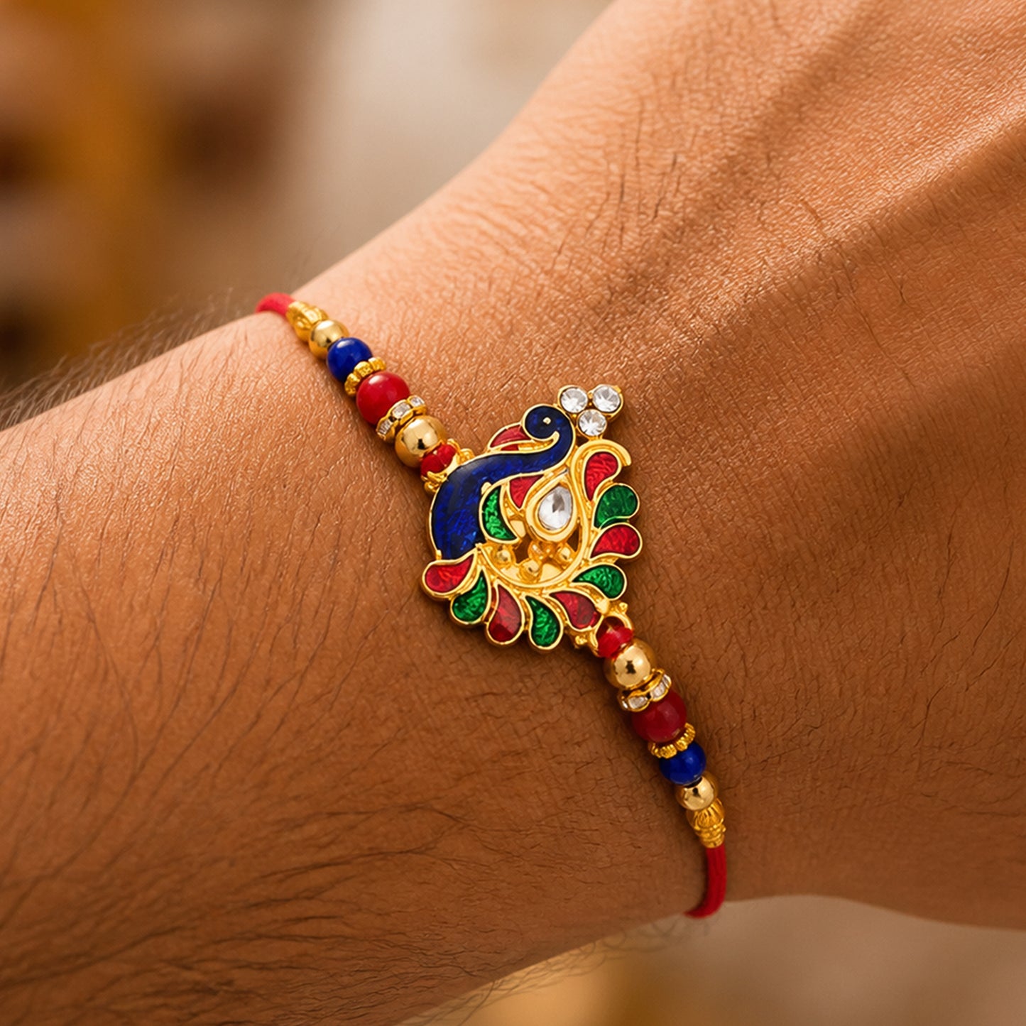 Rakhi Traditional Peacock Design for Brothers & Sisters