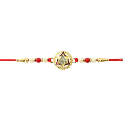 Golden Rakhi – Traditional Round Design for Raksha Bandhan