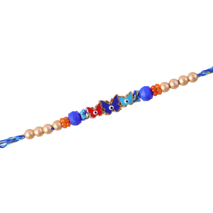 Butterfly Nazar Evil Eye Crystal Beads Designer Rakhi for brother