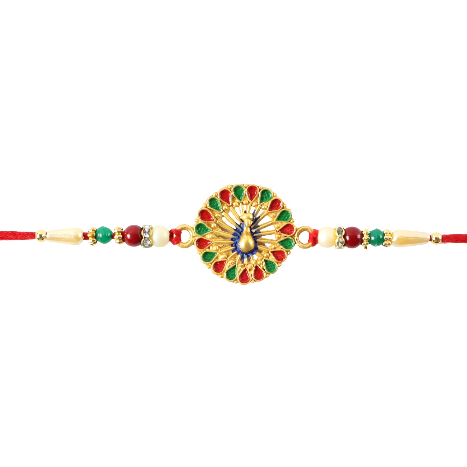 Side view of the Vinayak Vrat Rakhi, highlighting its comfortable, skin-friendly thread.