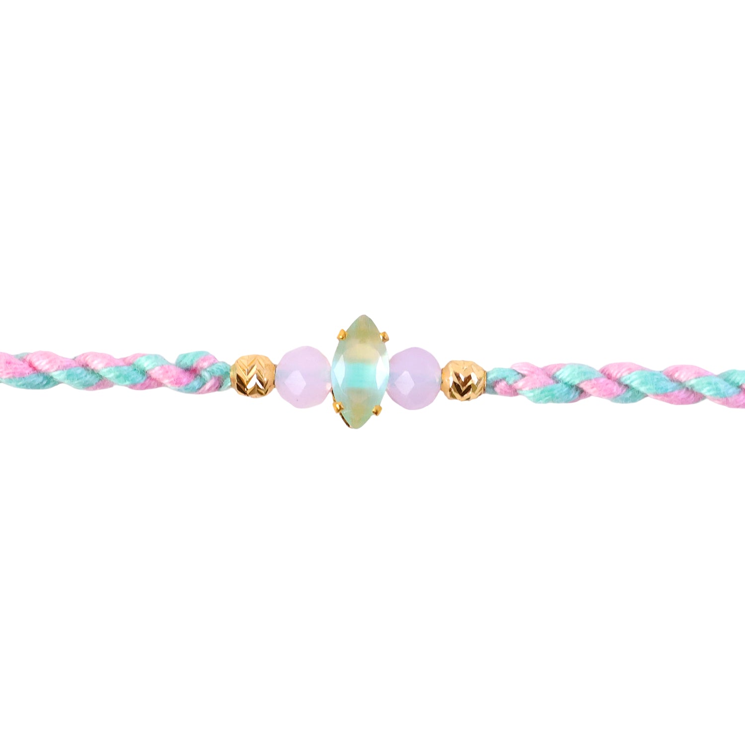 Detailed view of the intricate studded design on the Designer Rakhi.