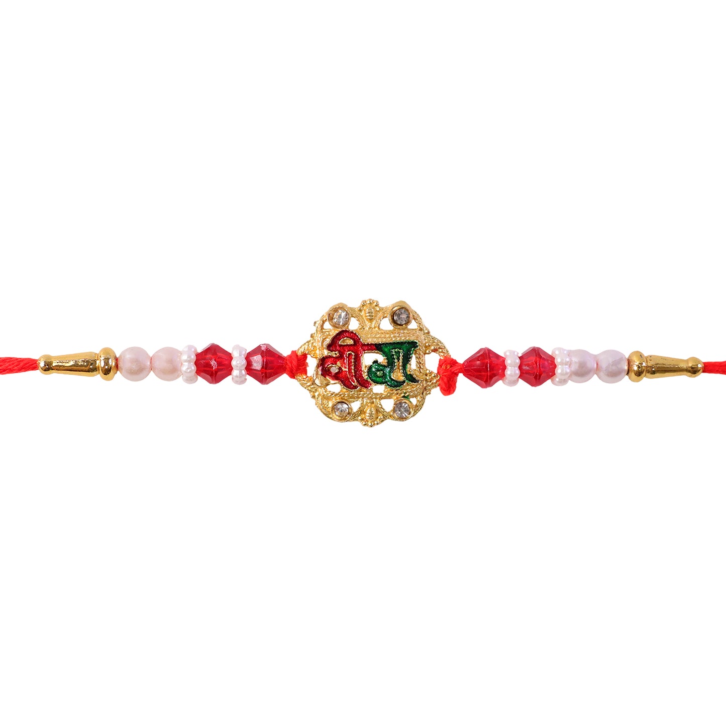 Veera Rakhi with Rudraksha – Elegant Stone Studded Design