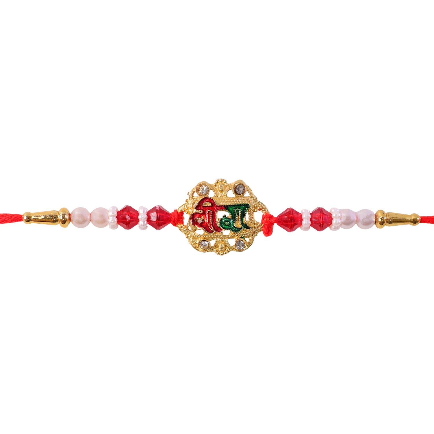 Veera Rakhi with Rudraksha – Elegant Stone Studded Design