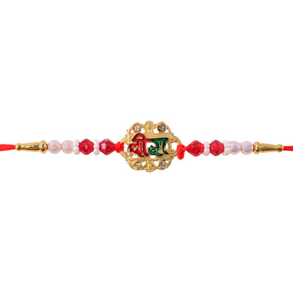 Veera Rakhi with Rudraksha – Elegant Stone Studded Design