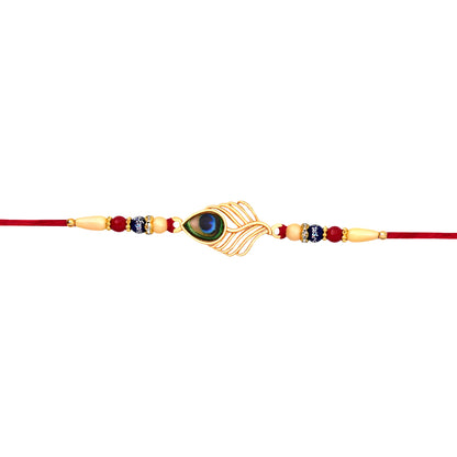 Peacock Rakhi – Elegant Beaded Design for Brothers, Handcrafted