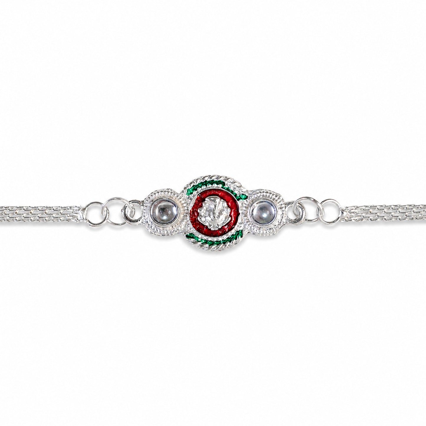 Silver Ganesha Rakhi – Elegant Dual Chain for Raksha Bandhan