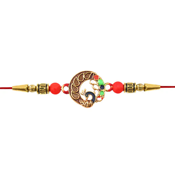 Peacock Design Rakhi – Traditional Round for Rakshabandhan