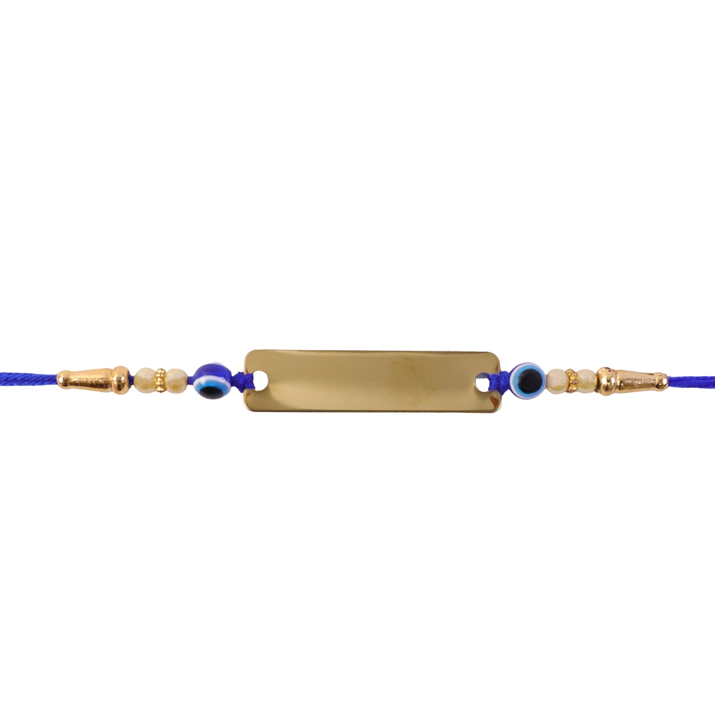 Customized Golden Nameplate Rakhi with Evil Eye Beads Rakhi for Brother