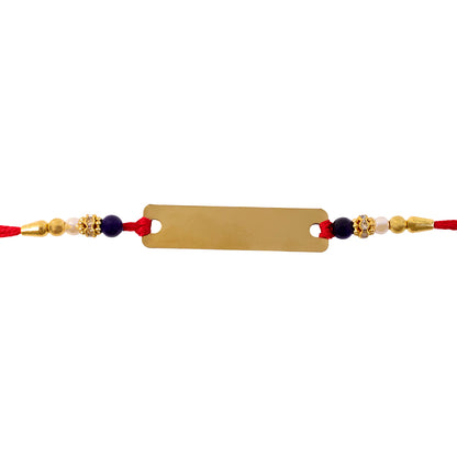 Customized Name Rakhi Personalised Golden Finish Plate for Brother (1 Pc)