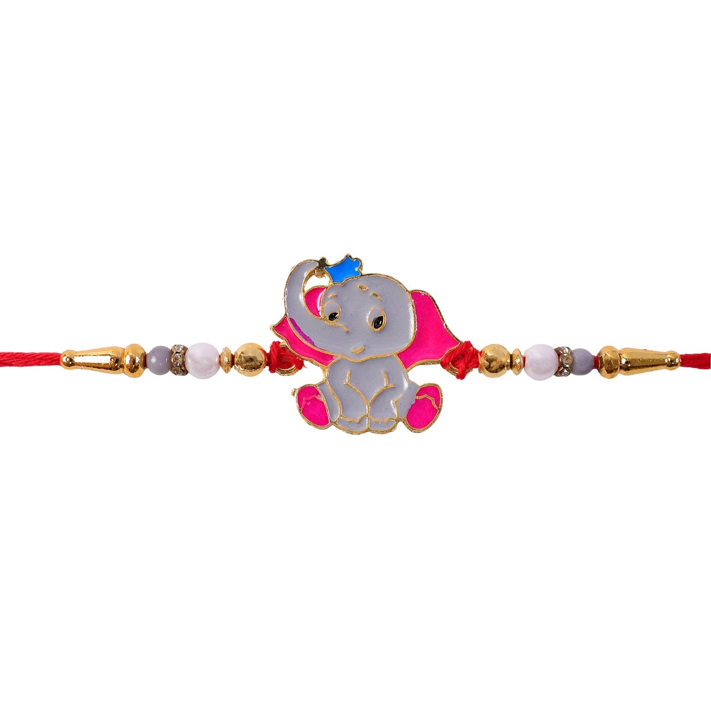 Top-down view of the Elephant Kids Rakhi, showcasing its festive and playful design.