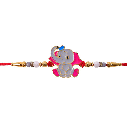 Top-down view of the Elephant Kids Rakhi, showcasing its festive and playful design.
