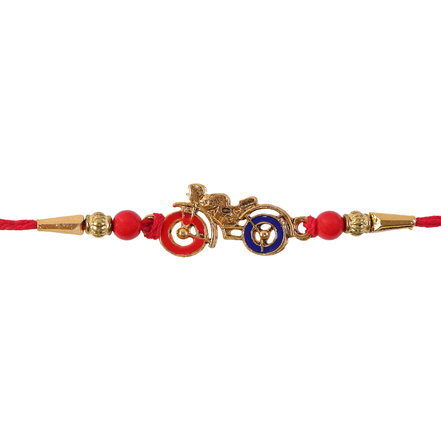 Motorbike Rakhi – Golden Bike Charm with Pearl Beads Bracelet