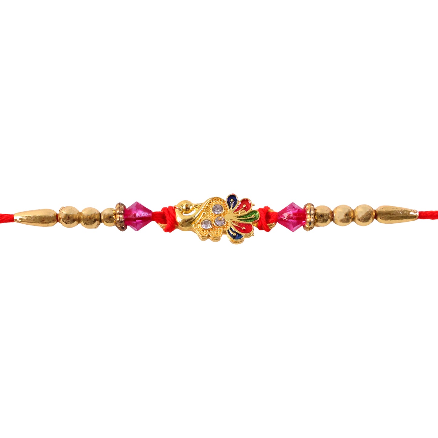 Golden Peacock Charm Rakhi for Brother