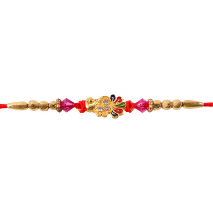 Golden Peacock Charm Rakhi for Brother