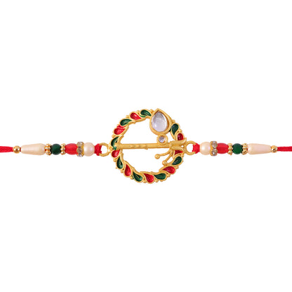 Beautiful Krishna Flute Rakhi with skin-friendly threads ready for Raksha Bandhan.