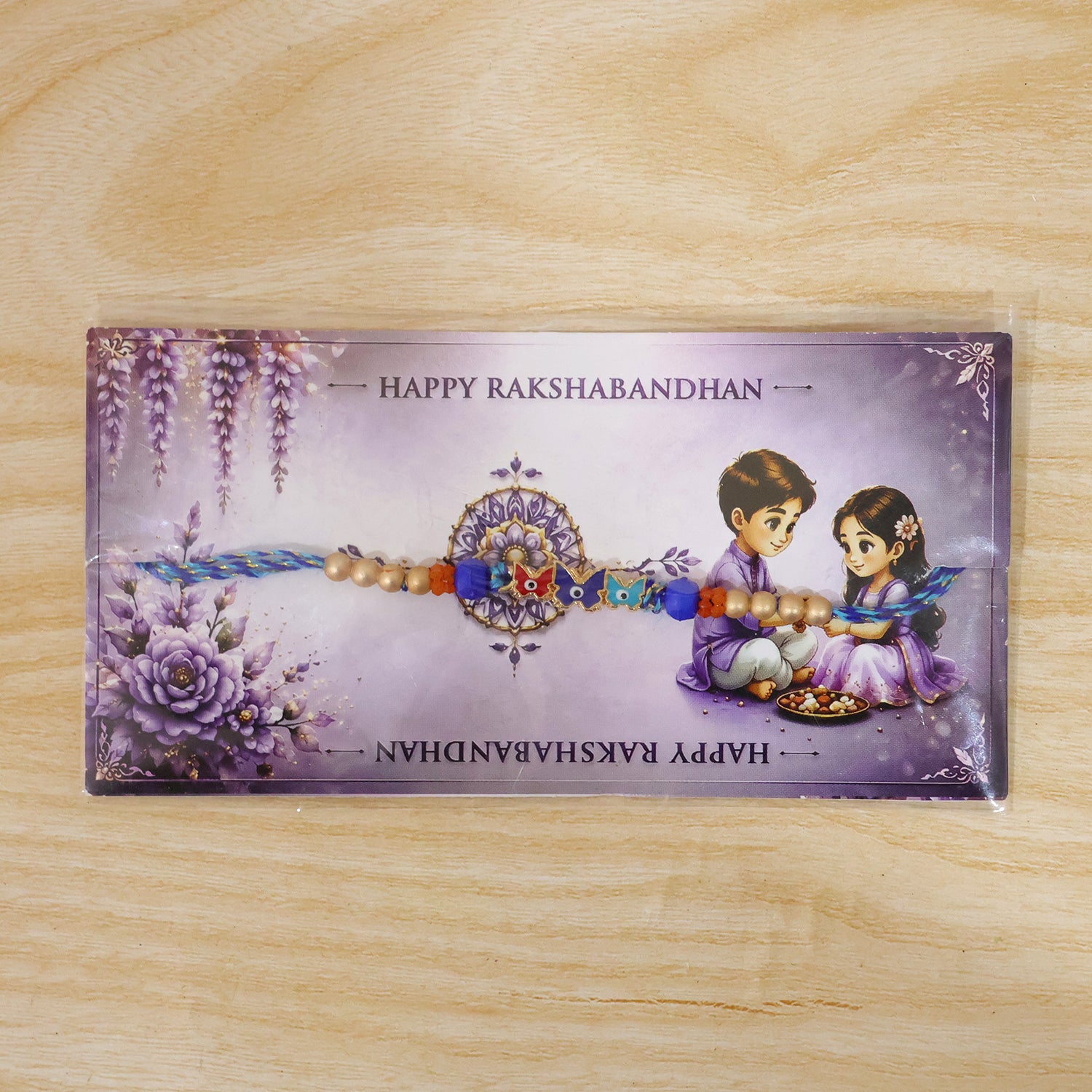 Butterfly Nazar Evil Eye Crystal Beads Designer Rakhi for brother