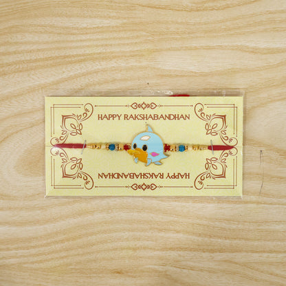 Front view of the handcrafted Rakshabandhan Rakhi for festive celebrations.