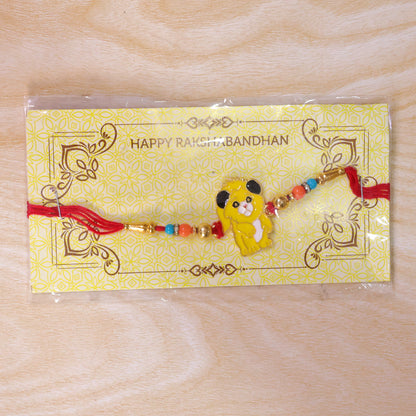 Lion Cartoon Kids Rakhi – Colorful Beads & Soft Red Thread