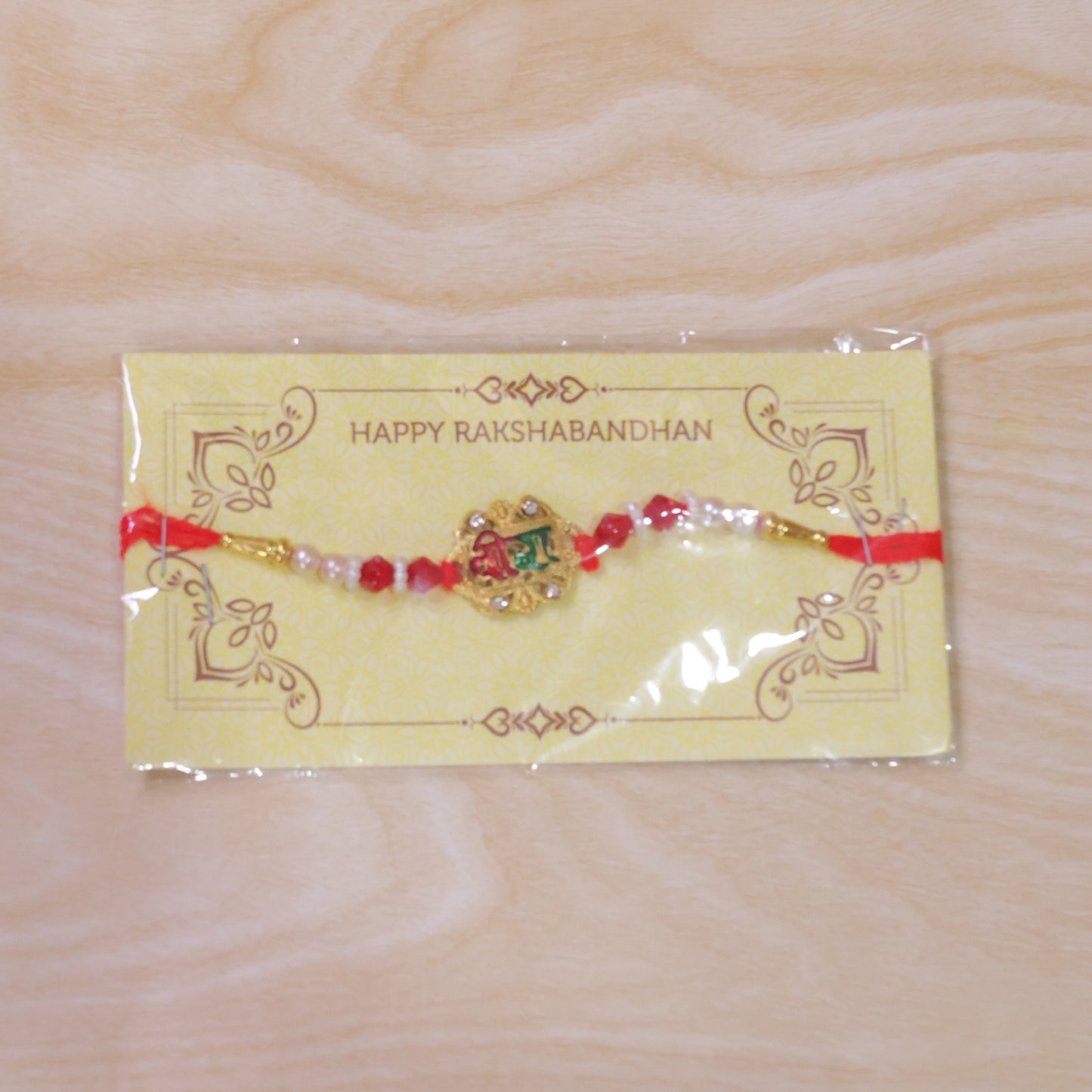 Veera Rakhi with Rudraksha – Elegant Stone Studded Design