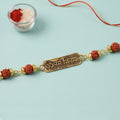 Om Namah Shivay Rudraksha Rakhi – Oxidized Shiva Mantra Pendant