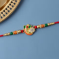 Om Rakhi for Brother Traditional Multicolor Beads on Red Thread