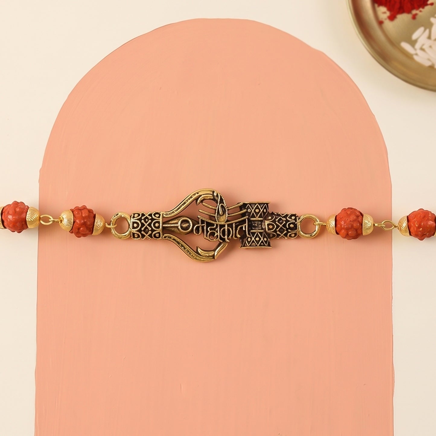 Mahakal Trishul Damru Rudraksha Rakhi, Oxidized Pendant Rakhi for Brother (1 Pc)