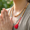 Sandalwood Mala with Rudraksha Beads, Chandan Japa Mala for Puja and Wear (1 Pc)