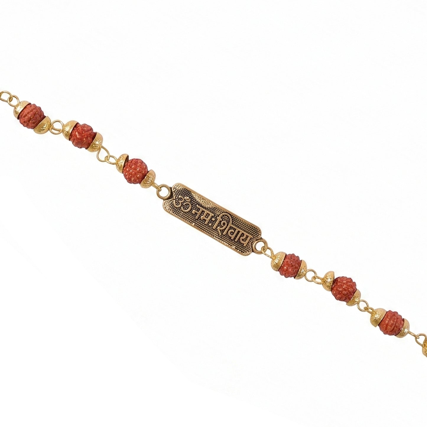 Om Namah Shivay Rudraksha Rakhi, Oxidized Pendant Beaded Rakhi for Brother (1 Pc)