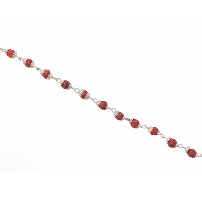 Rudraksha Bead Bracelet Rakhi, Silver-Plated Cap Beads Rakhi for Brother (1 Pc)