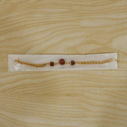 Premium Rudraksha Bead Rakhi, Gold-Plated Chain Rakhi for Brother (1 Pc)