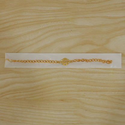 Mere Bhaiya Bracelet Rakhi, Gold-Plated Chain Rakhi with Stones for Brother (1 Pc)