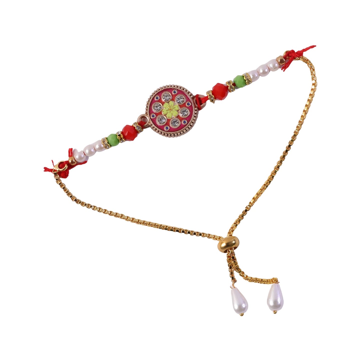 Elegant designer Rakhi with pearl and stone detailing