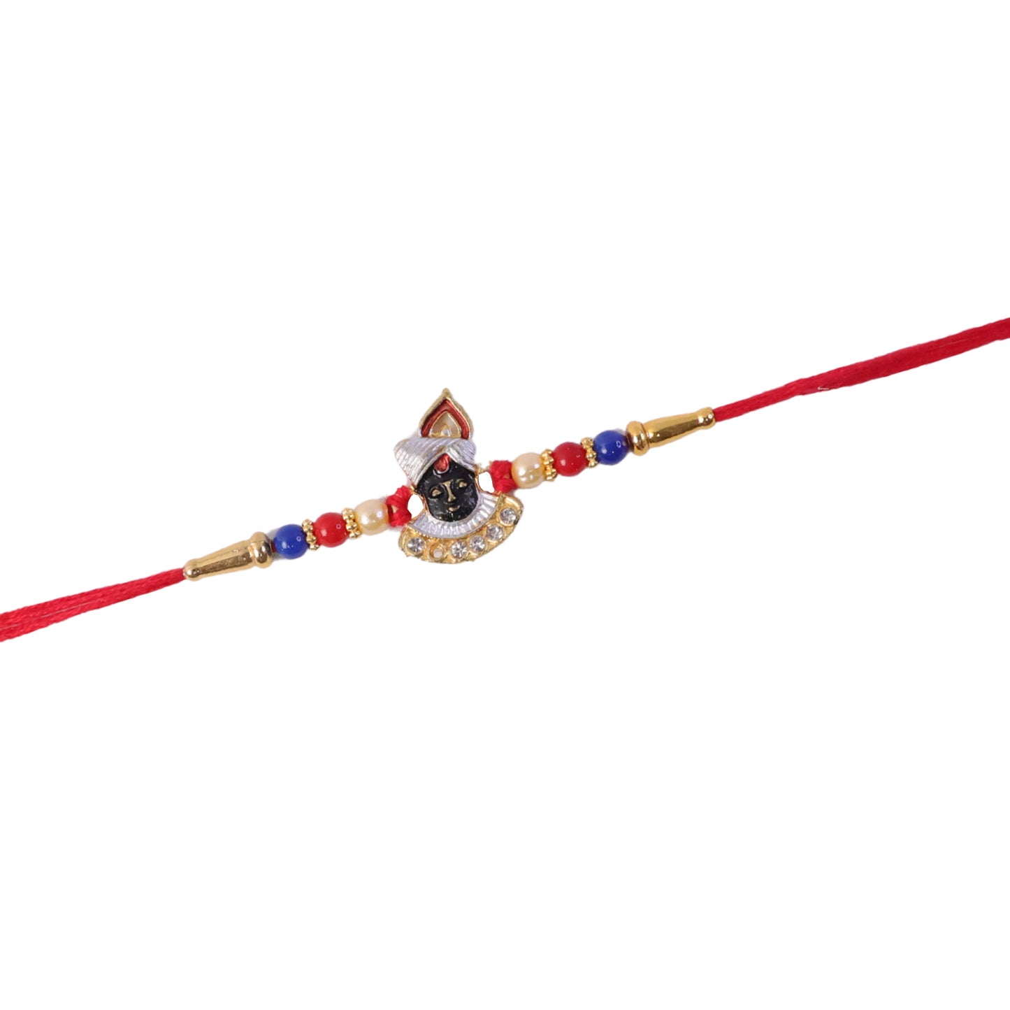 Traditional Krishna Rakhi with ornamental beads