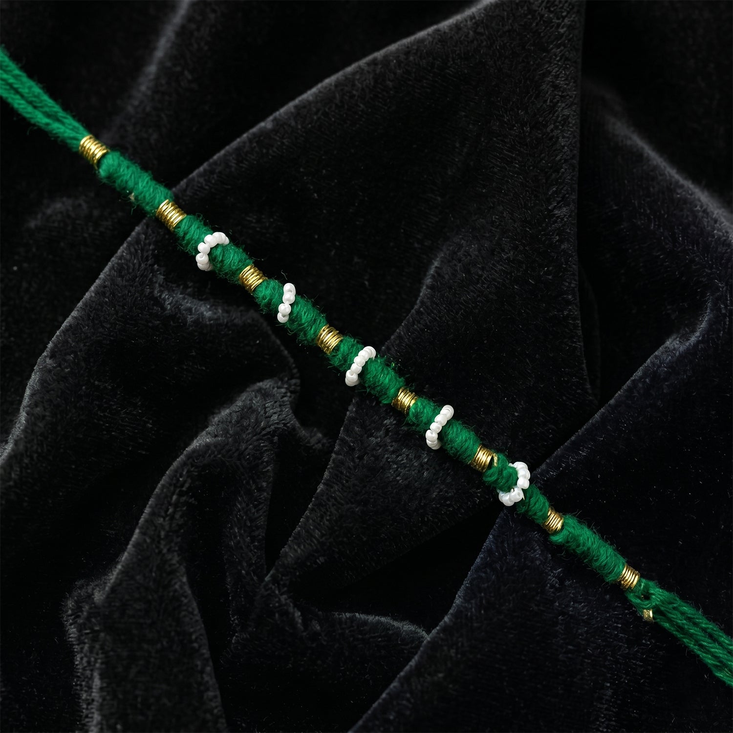 Traditional Green Pearl Beaded Rakhi (1 Pc, Mix Color)