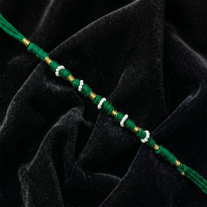 Traditional Green Pearl Beaded Rakhi (1 Pc, Mix Color)