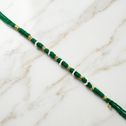 Traditional Green Pearl Beaded Rakhi (1 Pc, Mix Color)