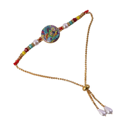 Raksha Bandhan traditional Rakhi with pearls