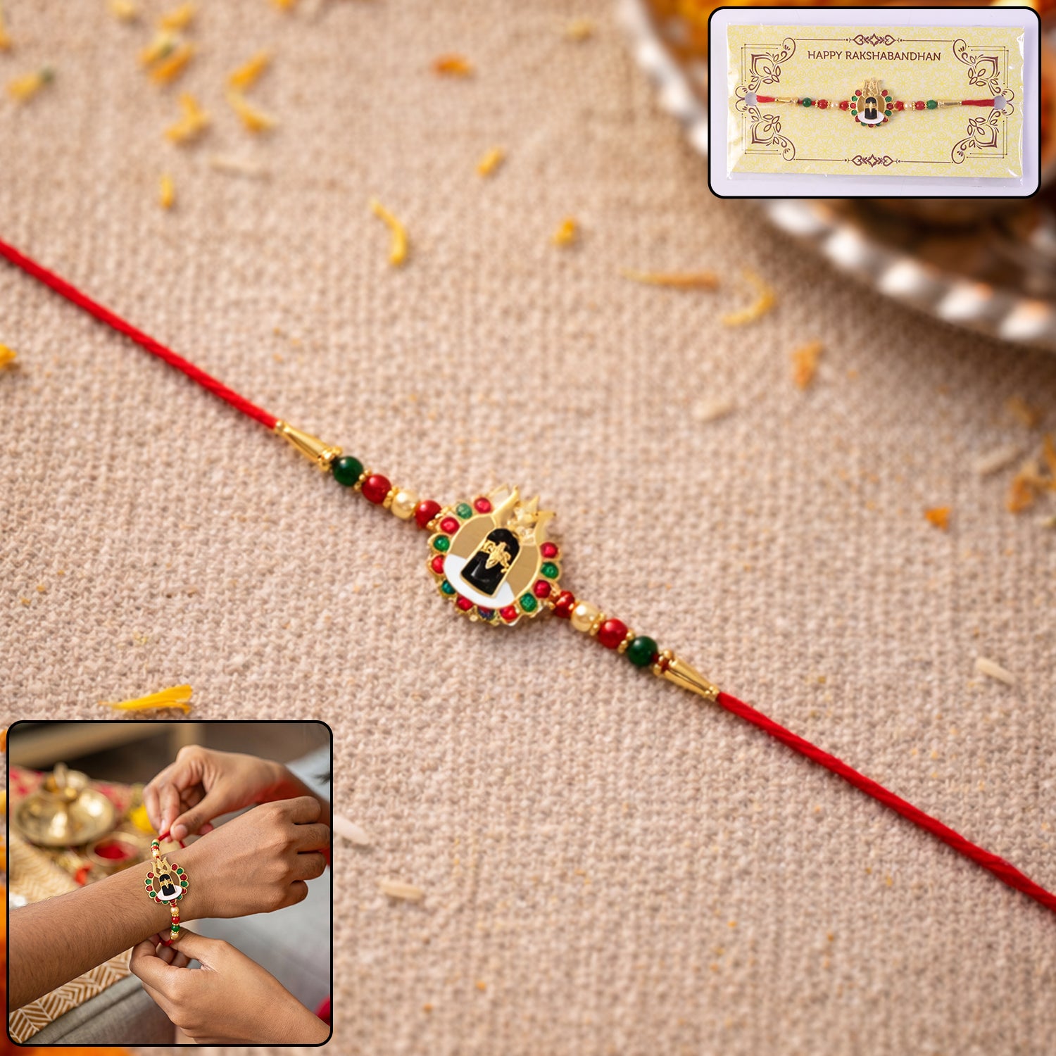 Close-up of Divine Shivling Designer Rakhi