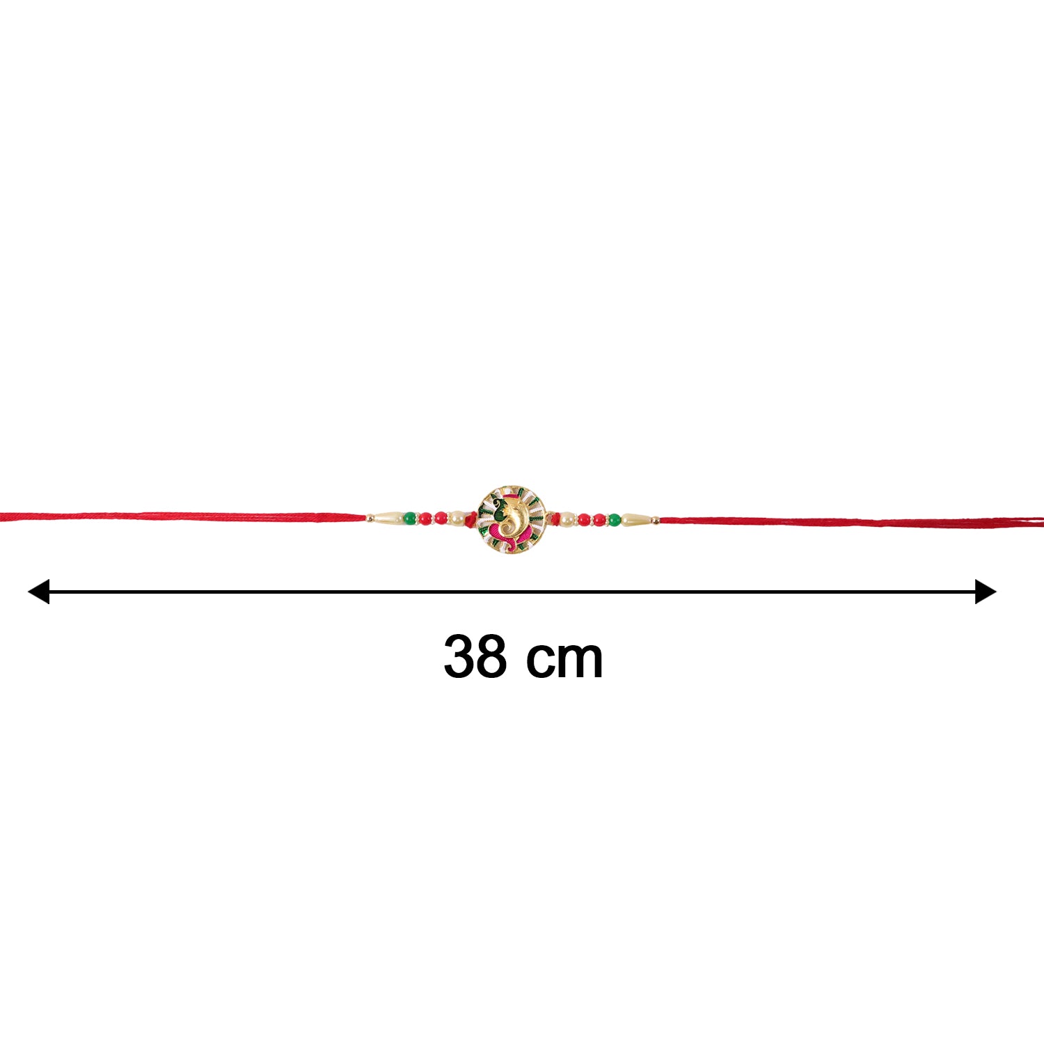 Size reference image for Premium Circular Ganesha Rakhi
