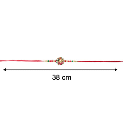 Size reference image for Premium Circular Ganesha Rakhi