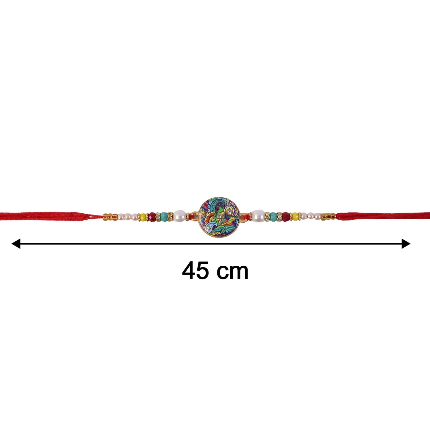 Size reference for Multicolor Paisley Designer Rakhi