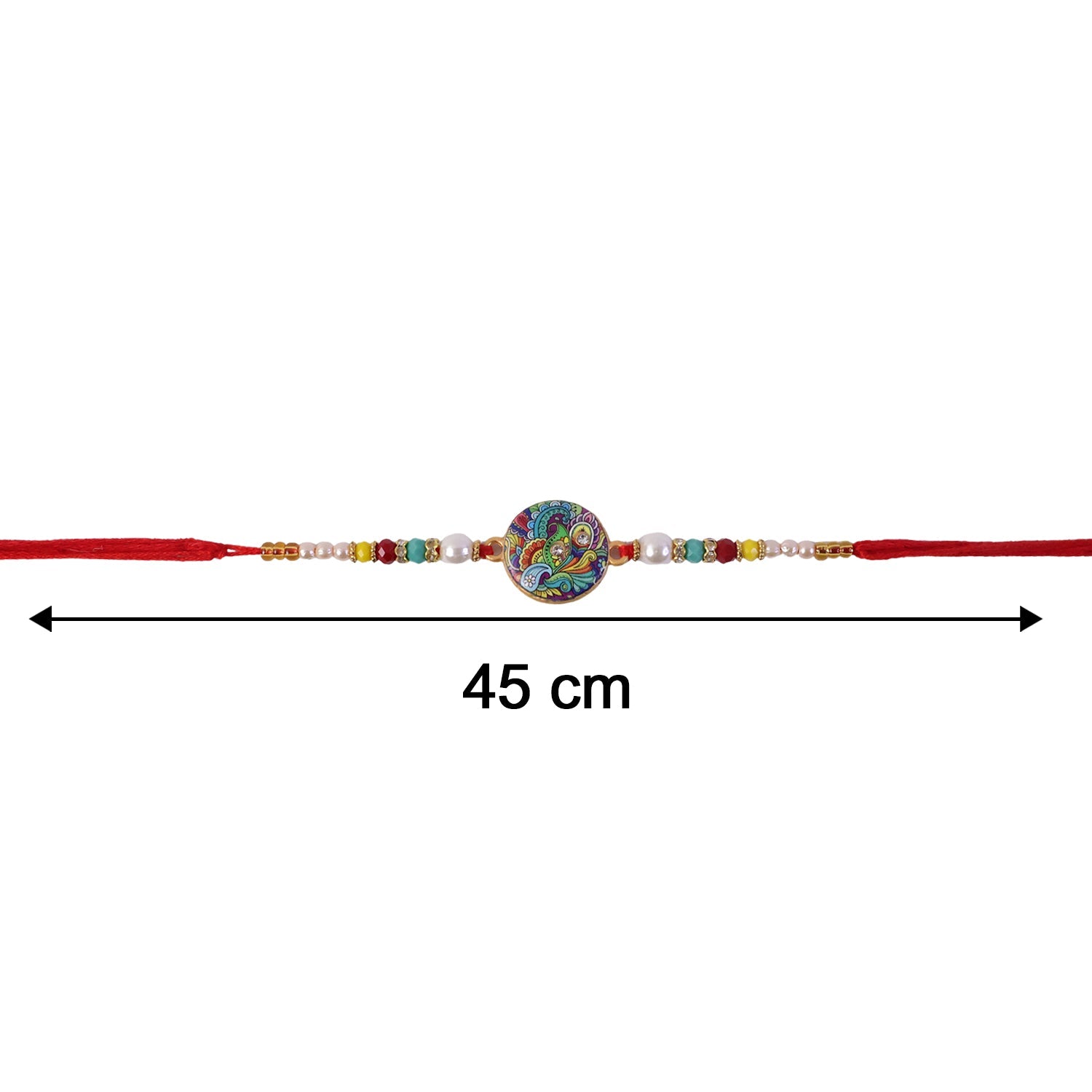 Size reference for Multicolor Paisley Designer Rakhi