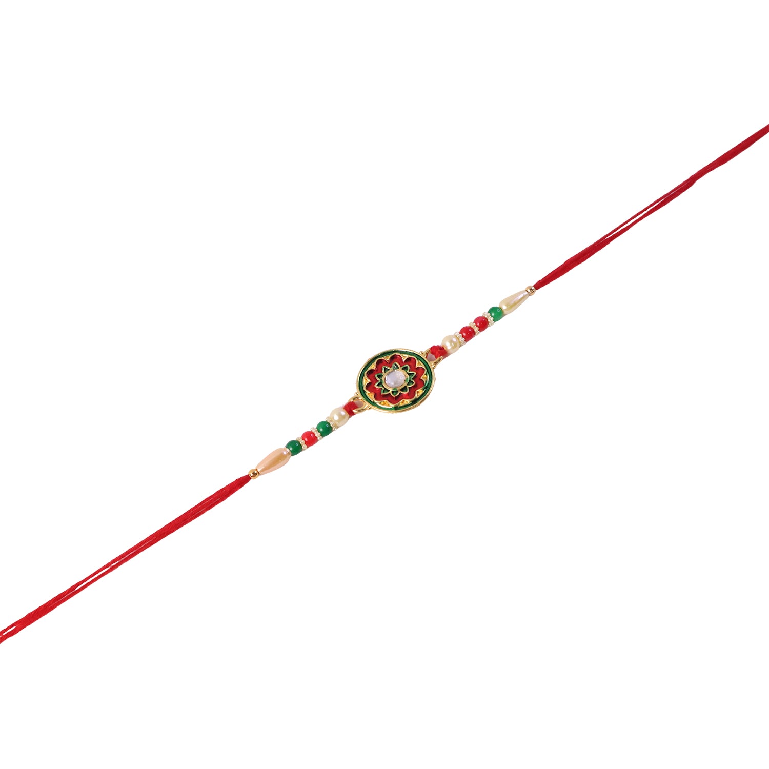Elegant Rakhi with flower motif and beads