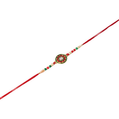 Elegant Rakhi with flower motif and beads